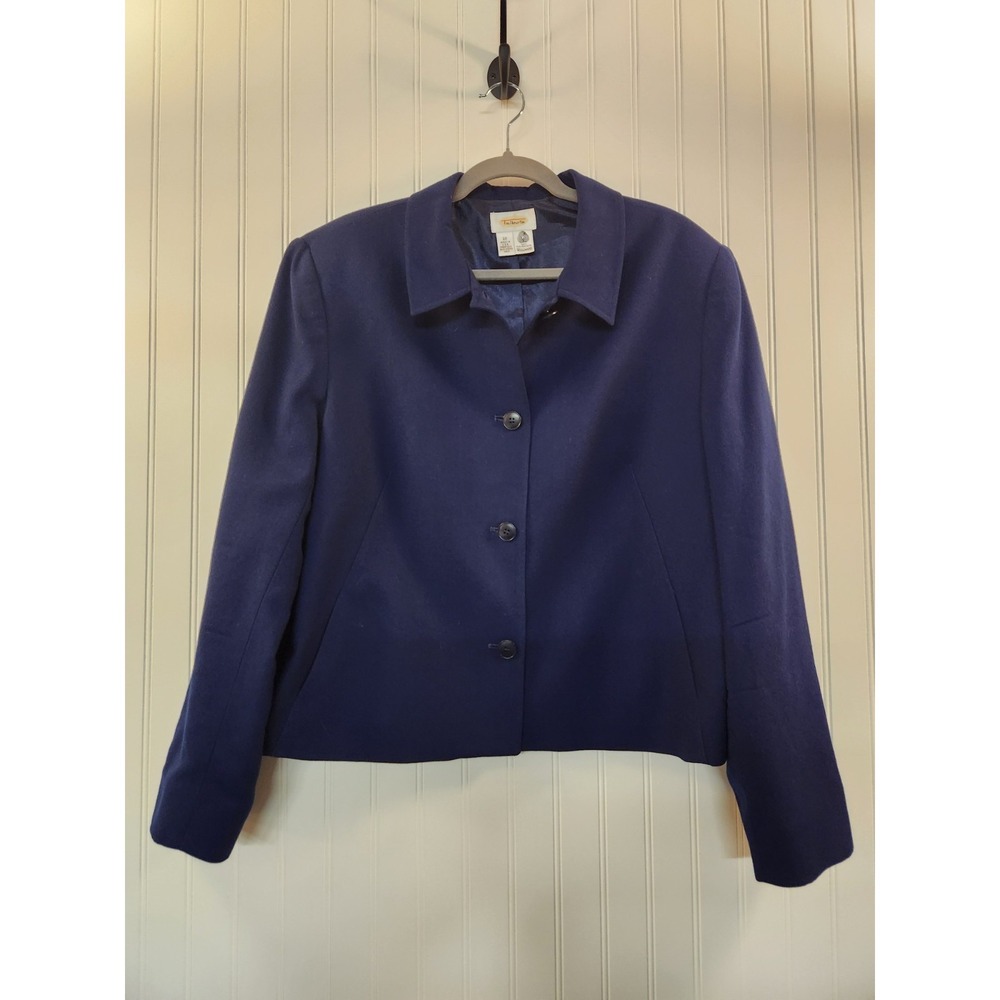 Vintage Talbots Women's Dark Blue 100% Pure New Wool Blazer Size 20 Classic Chic